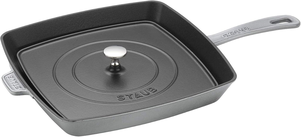 Staub Cast Iron 10.3-inch Square Grill Press - Matte Black (Fits 12-inch Grill Pan)