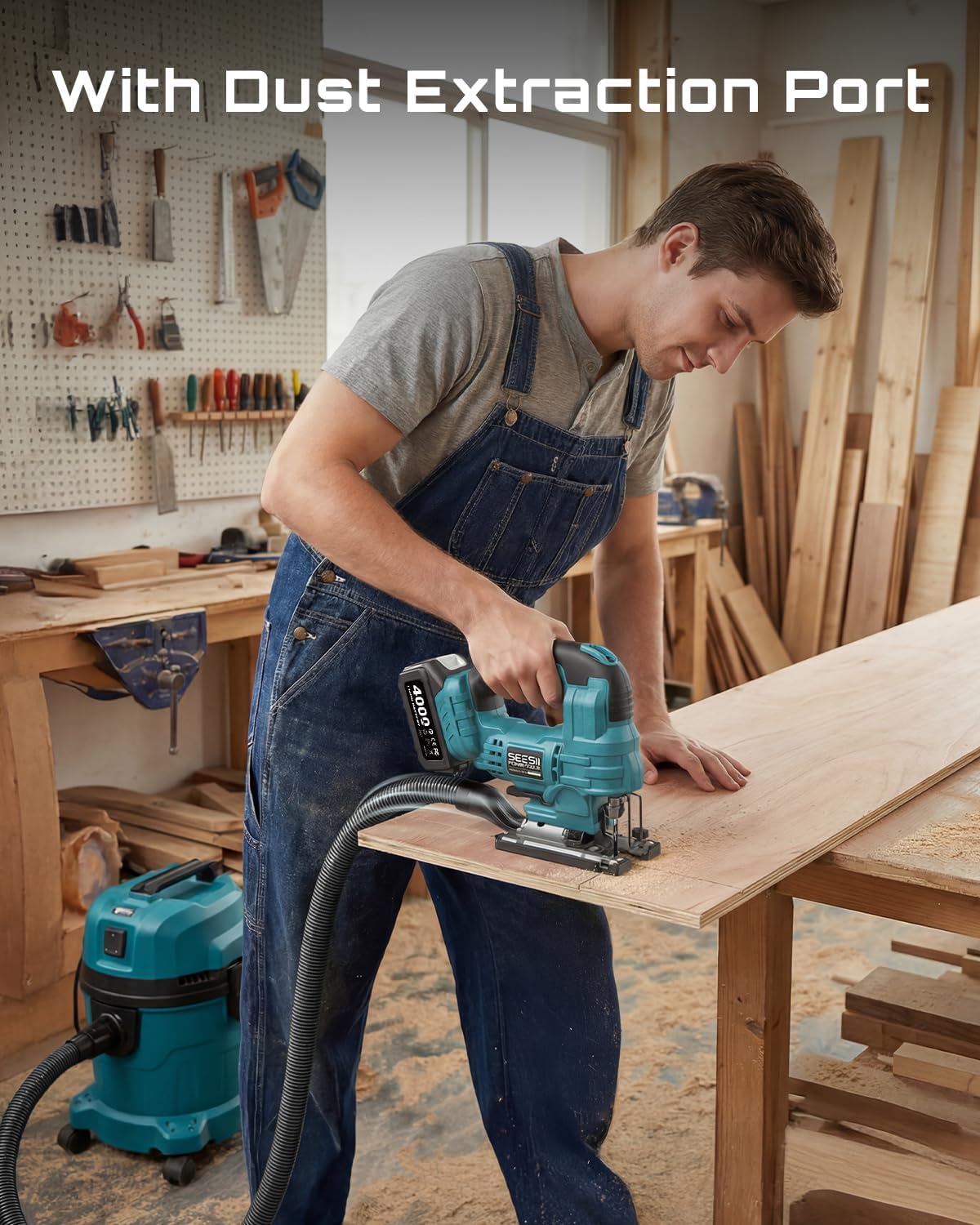 SEESII Bundle Deal 18 Gauge Cordless Brad Nailer + Cordless Brushless Jig Saw for Wood