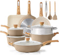 SENSARTE Ceramic Cookware Sets, Pots and Pans Set Nonstick, 20-Piece Induction Cookware, Non-toxic Healthy Non Stick Kitchen Cooking Set with Stay-Cool Handles, PFAS PTFE PFOA PFOS Free