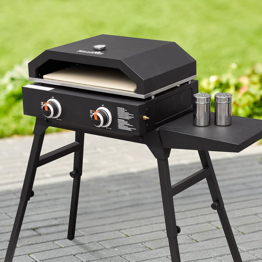 Stanbroil Outdoor Pizza Oven Pizza Maker for Blackstone 22', 28' Tabletop Griddles Cooking Station, Blackstone Flat Top Gas Grill Accessories with Temperature Gauge, 17.3 in. x 12 in. Pizza Stone