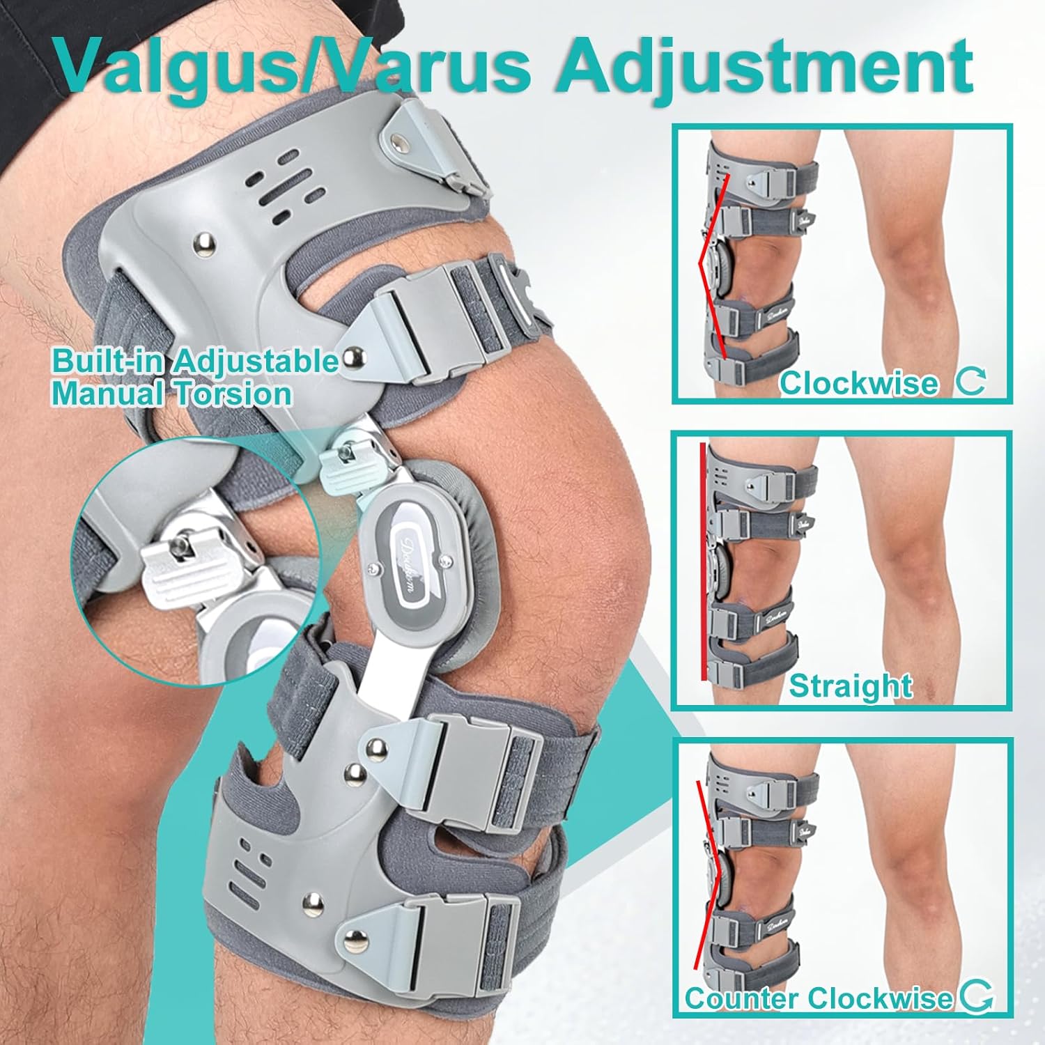 Osteoarthritis Unloader Knee Brace, OA Knee Brace for Arthritis Pain and Support, Low Profile Knee Support for Medial and Lateral Degeneration Knee Pain (Gray/Right)
