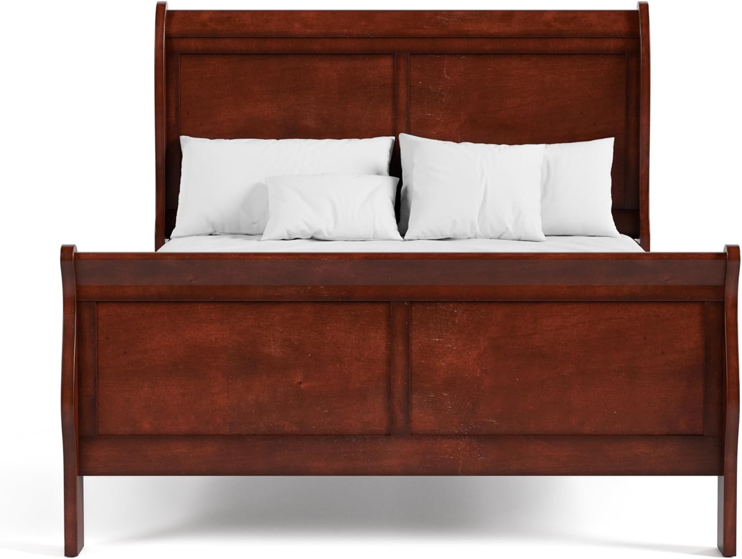 Furniture of America Arabella Traditional Wood Full Bed Frame with Headboard and Footboard, Elegant Sleigh Design Bedframe for Bedroom, Guest Room, Easy Assembly, Box Spring Required, Cherry