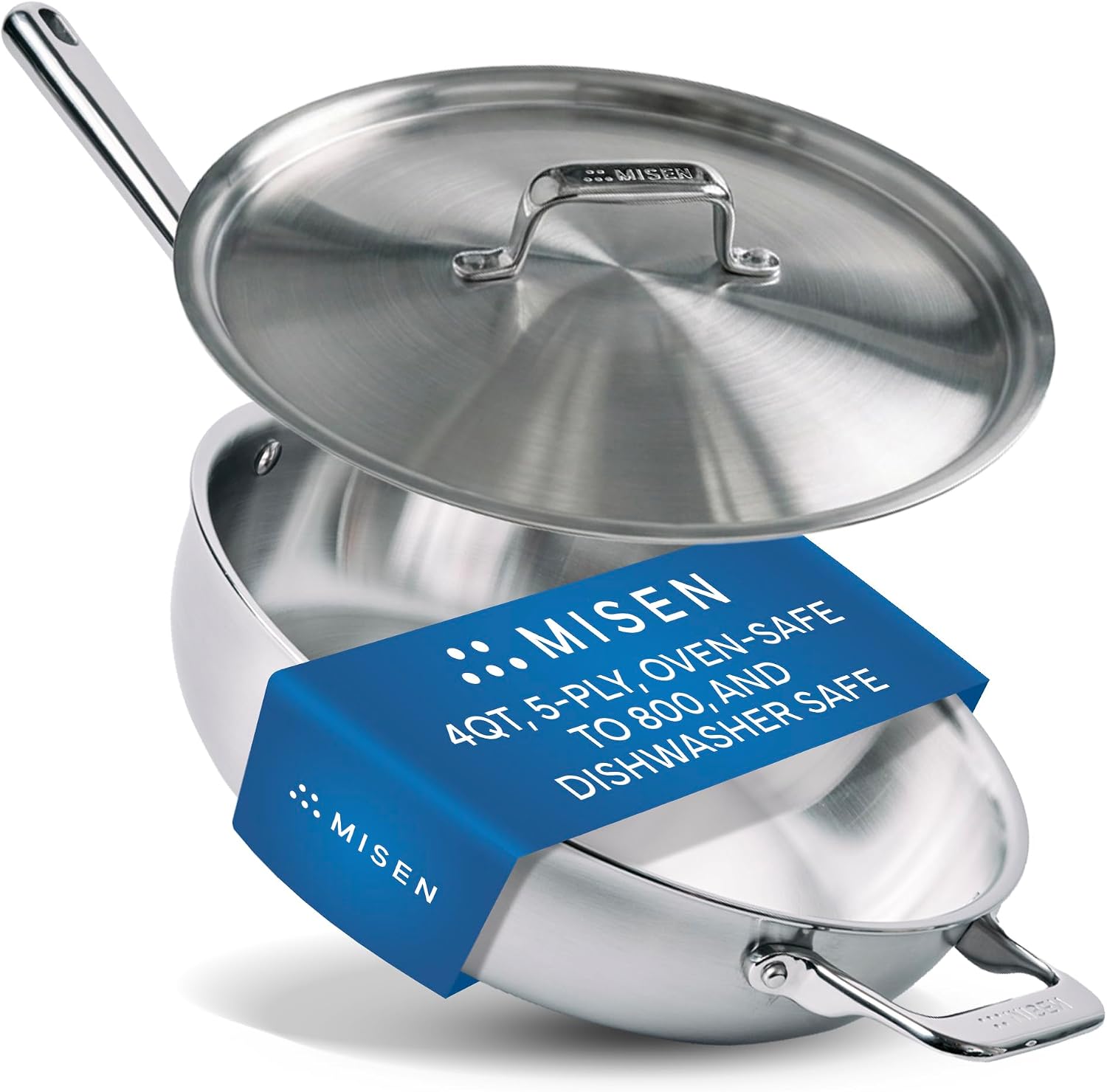 Misen Stainless Steel Pan - Versatile Everyday Pan - Even Heating, Dishwasher-Safe, Oven-Safe, Works on All Stovetops