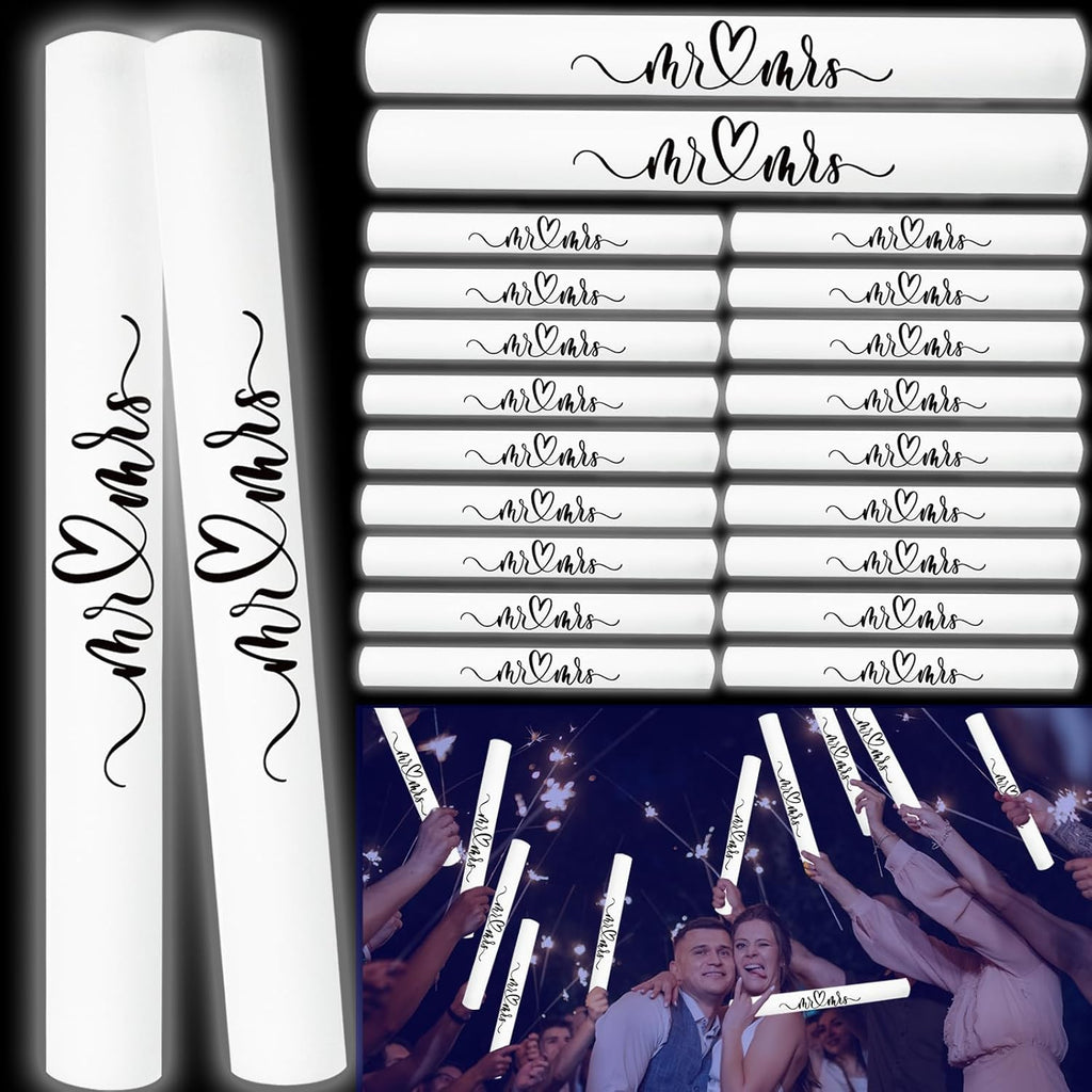 150pcs White Foam Glow Sticks Bulk for Wedding Reception Light up Foam Sticks LED Light Sticks Wedding Wand (150)