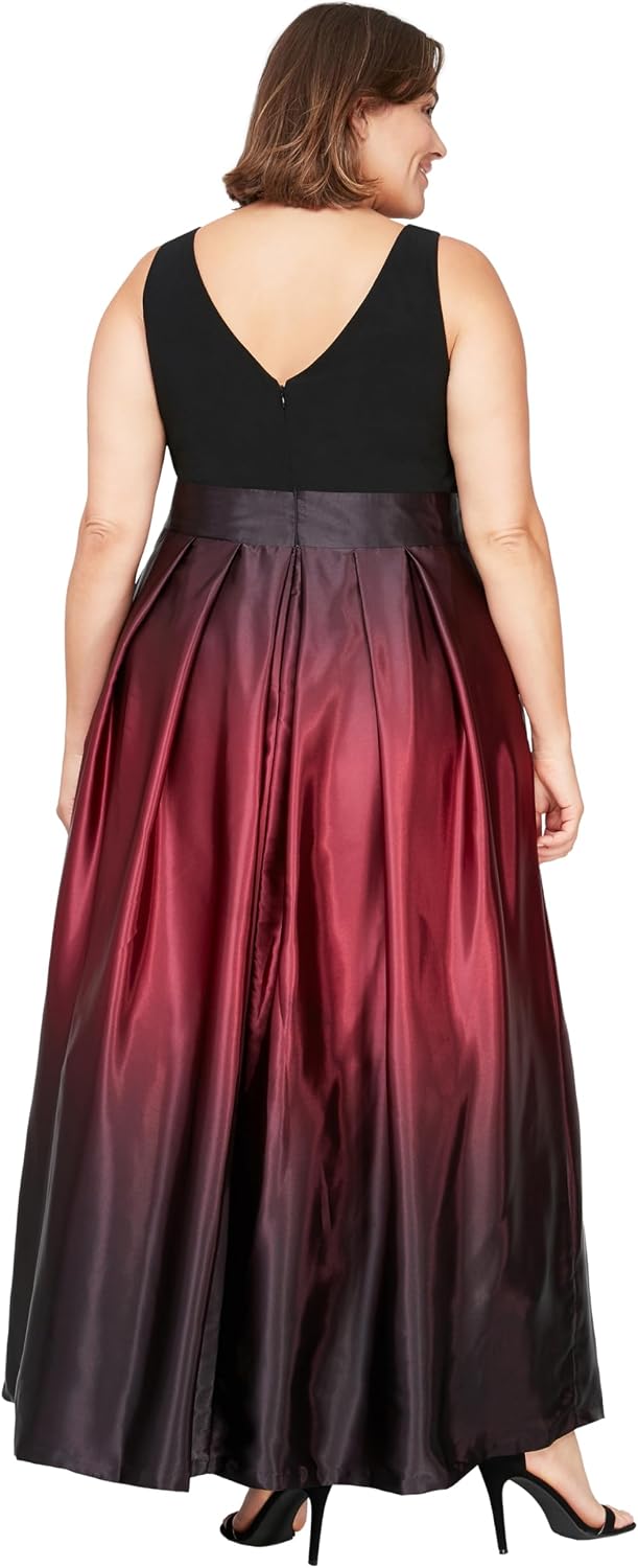 S.L. Fashions Womens Plus Size Sleeveless Long Satin Mother of The Bride Dress with Pockets, Formal Party Gown