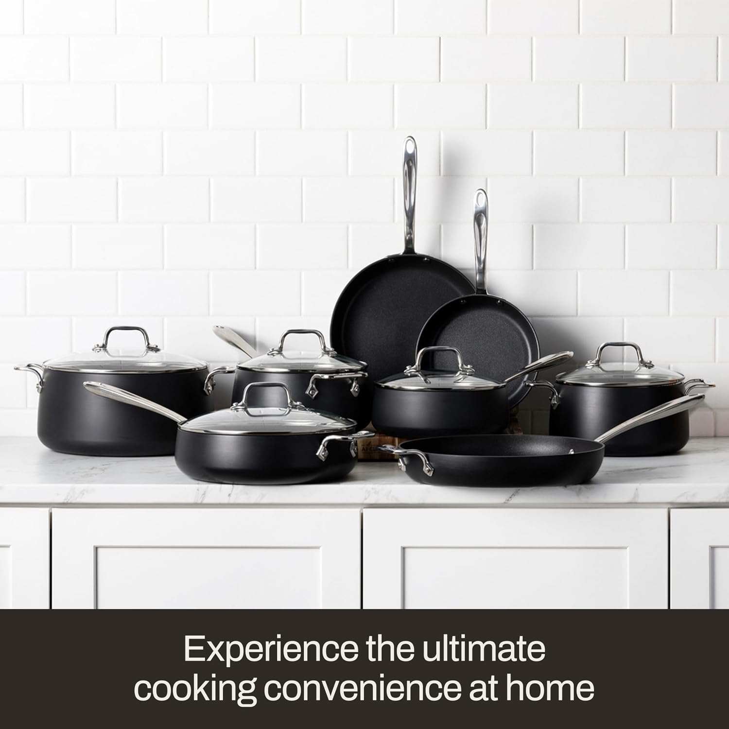 All-Clad HA1 Expert Hard Anodized Nonstick Frying Pan Set, 2-Piece 10' & 12' Skillet Set, Dishwasher-Safe, Oven-Safe Up to 500°F Compatible with All Stovetops (Gas, Electric & Induction) - Black
