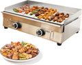 2800Pa 28.9' x 16.1' Stainless Steel Commercial Home Gas Grill Griddle, LPG Countertop Flat Top Grill with 6MM Thick Steel Plate, Ideal for Camping, Outdoor and Kitchen Use