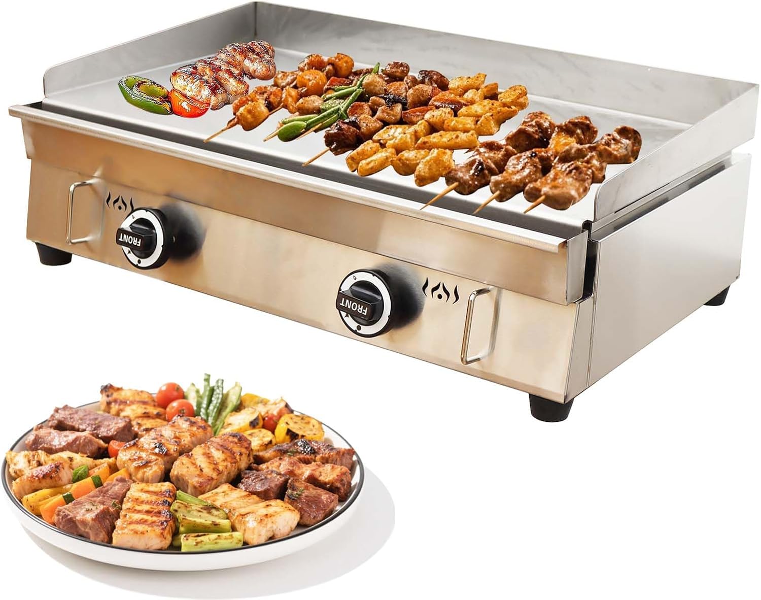 2800Pa 28.9' x 16.1' Stainless Steel Commercial Home Gas Grill Griddle, LPG Countertop Flat Top Grill with 6MM Thick Steel Plate, Ideal for Camping, Outdoor and Kitchen Use
