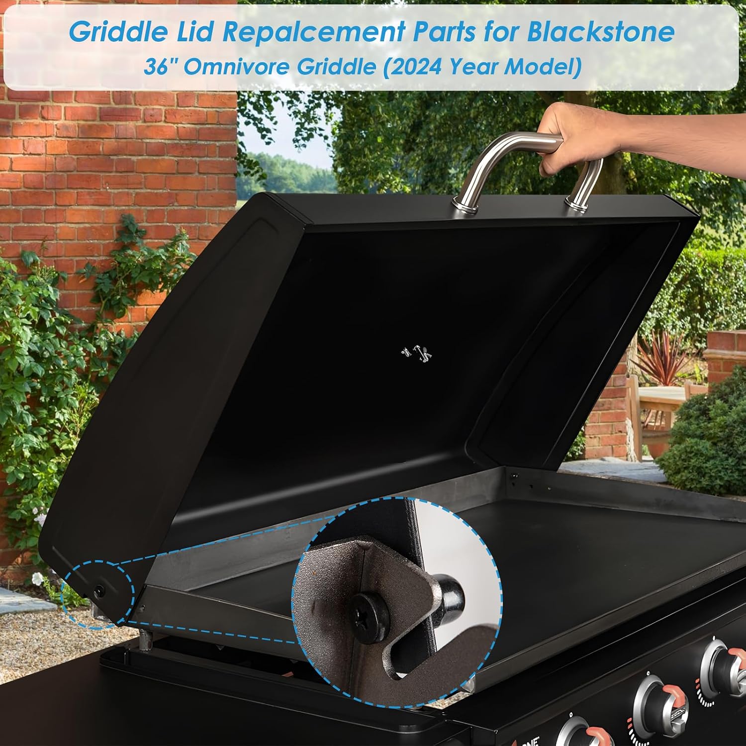 Upgrade Hinged Lid for Blackstone 1554 36 Inch Omnivore (2024 Model), Griddle Hood Flat Top Lid for Blackstone 36' 5856 Griddle Lid 2210 2177 Griddle Hood for 5856 Omnivore 36' Griddle
