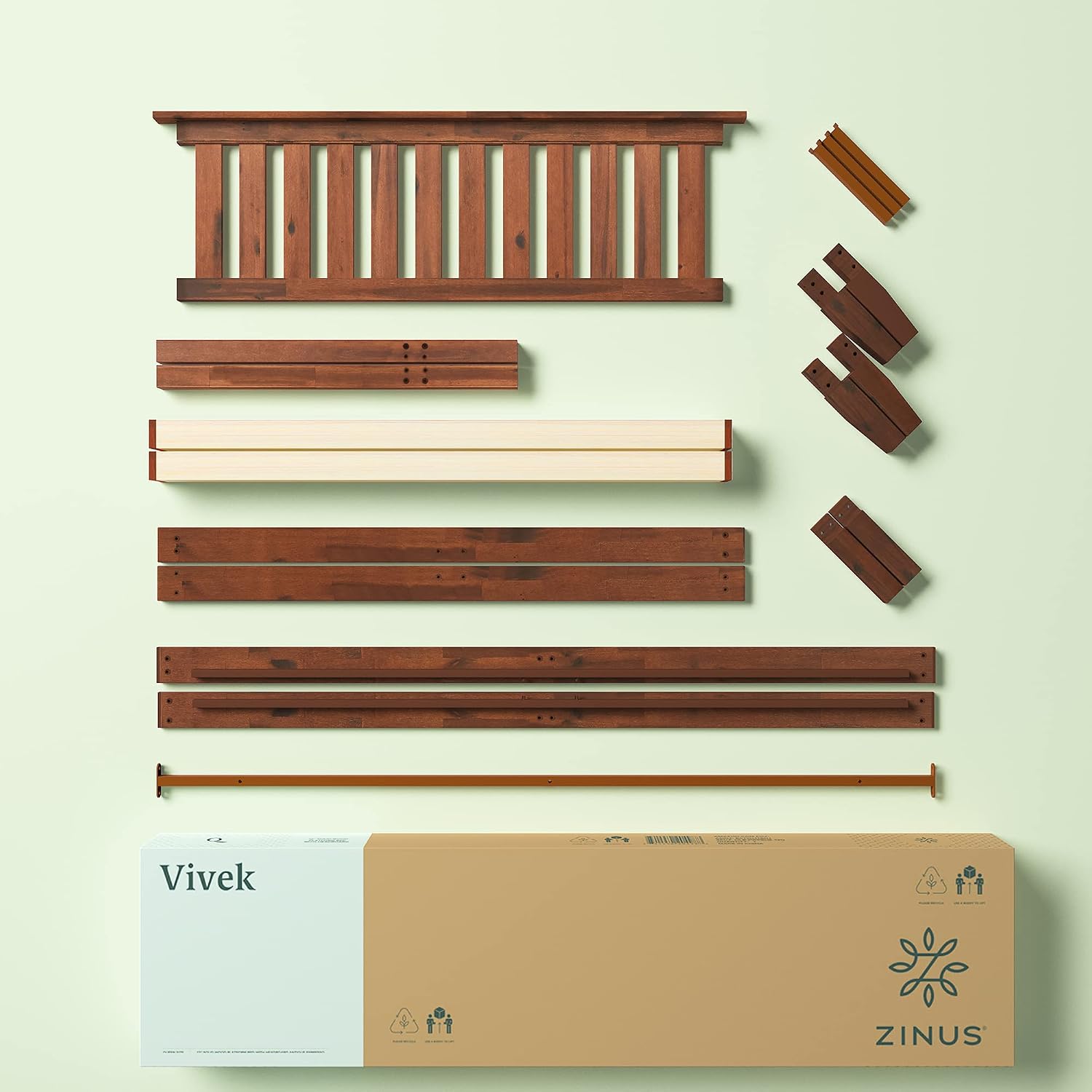 Zinus Vivek Wood Platform Bed Frame with Headboard, Solid Wood Foundation with Wood Slat Support, No Box Spring Needed, Easy Assembly, Full