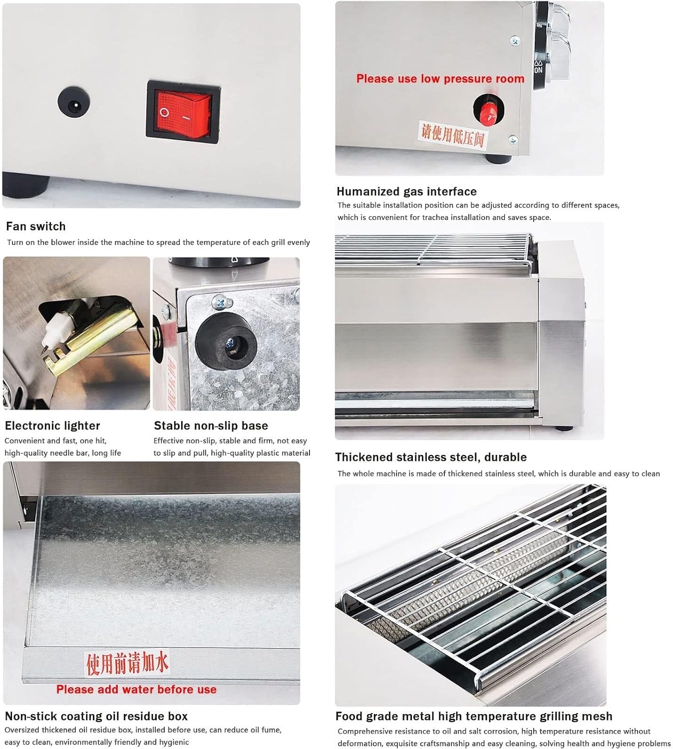 Table Top Portable Gas BBQ Grill, 41x23 cm Griddle with Removable Grease Tray, Thermostat for Temperature Control, Indoor & Outdoor Use for Picnic, Camping, Garden, Terrace & Beach