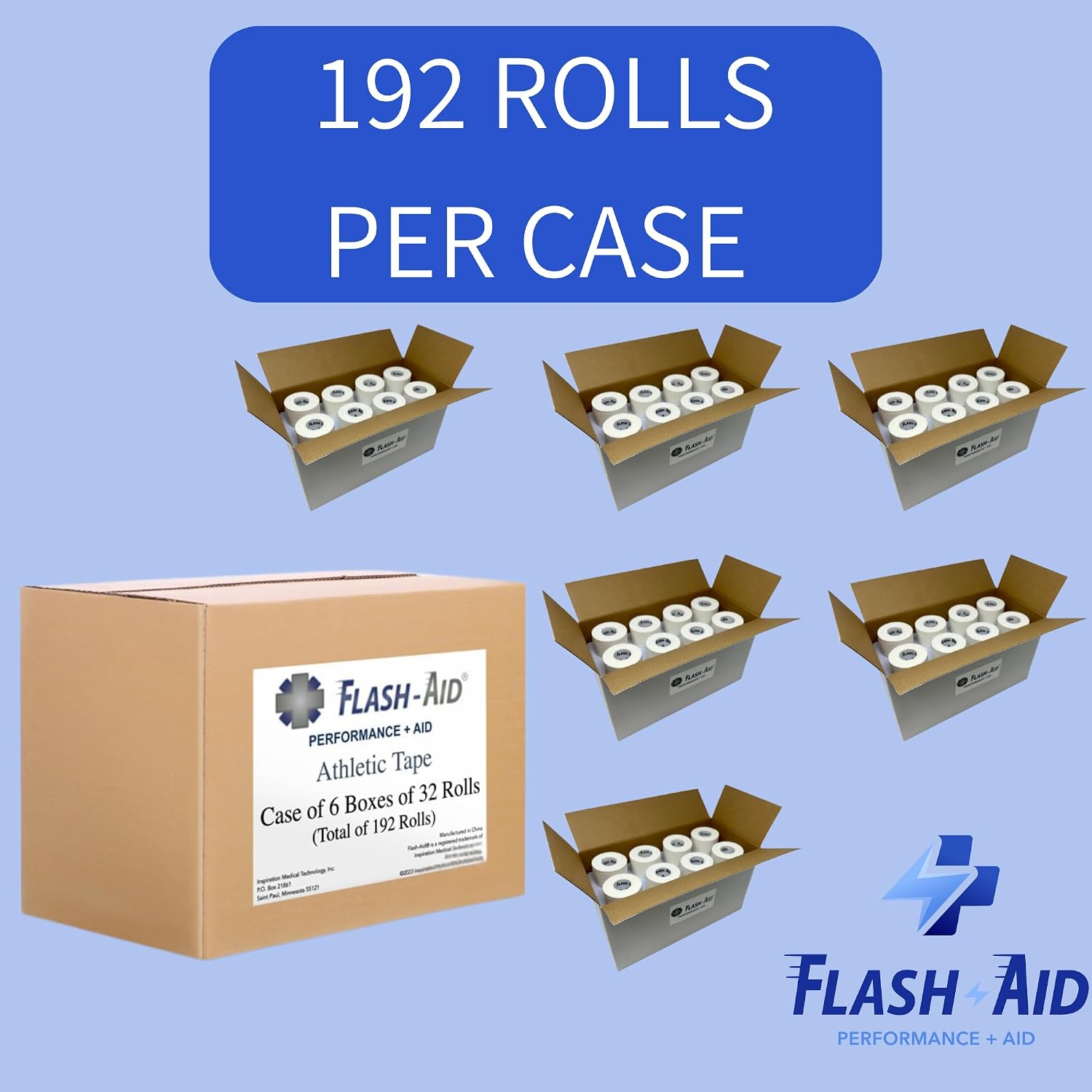 Athletic Tape – Case of 192 Rolls (1.5' x 10 Yards) | Bulk Sports Tape for Athletic Trainers, Teams, Physical Therapy & Gyms | Strong Adhesion, Latex-Free, Easy Tear, Rigid Support – White