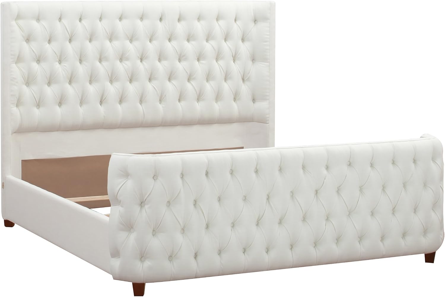 Jennifer Taylor Home Brooklyn King Tufted Panel Bed Headboard and Footboard Set, Antique White Polyester