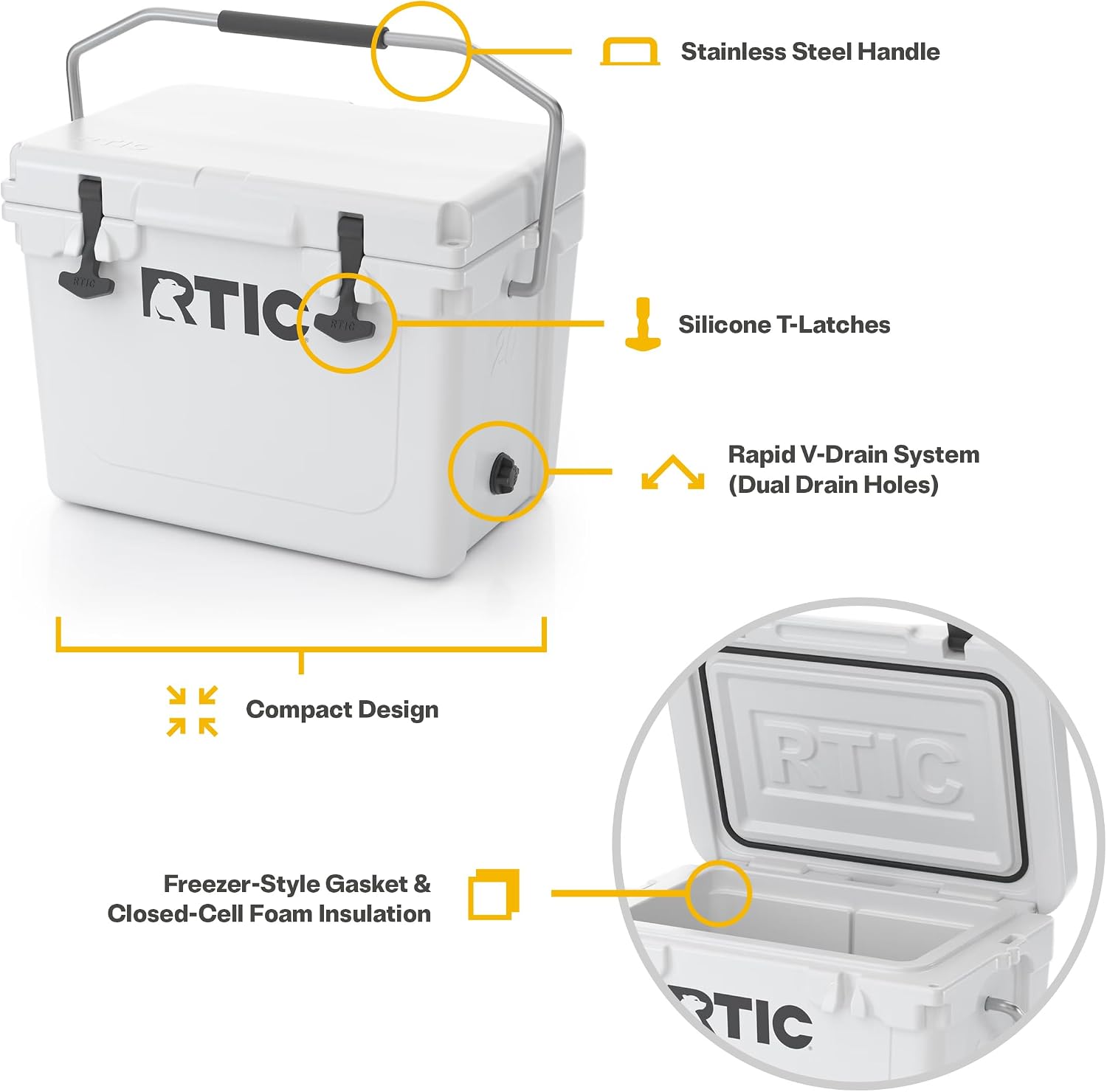 RTIC Ultra-Tough Cooler, Hard Insulated Ice Chest Box for Beach, Drink, Beverage, Camping, Picnic, Fishing, Boat, Barbecue