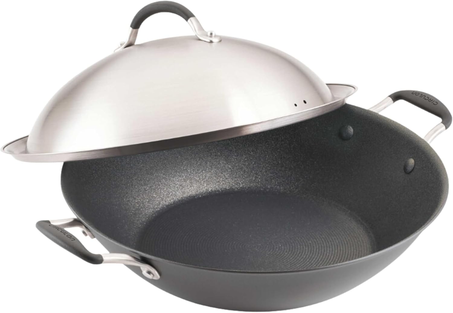 Circulon A1 Series w/ScratchDefense Nonstick Induction Wok with Lid, 14-Inch, Wok Pan with Lid, Graphite