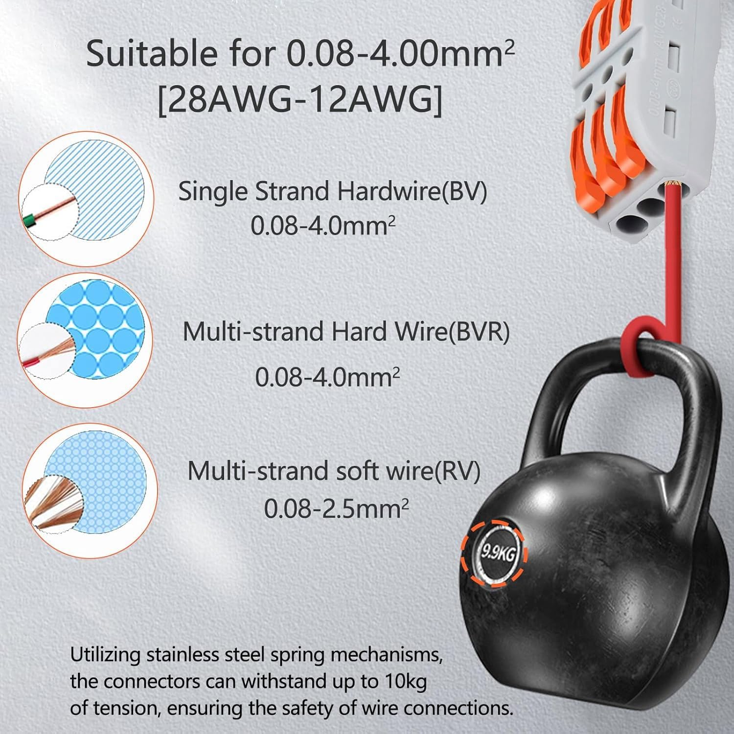 Nineleaf 3 Wire Splice Connectors 1000pcs Quick Connect Wire Connectors Push-in Lever Nuts Compact Inline Terminals for Electrical Wire Splicing Project, 28-12 AWG, 3 in 3 Out