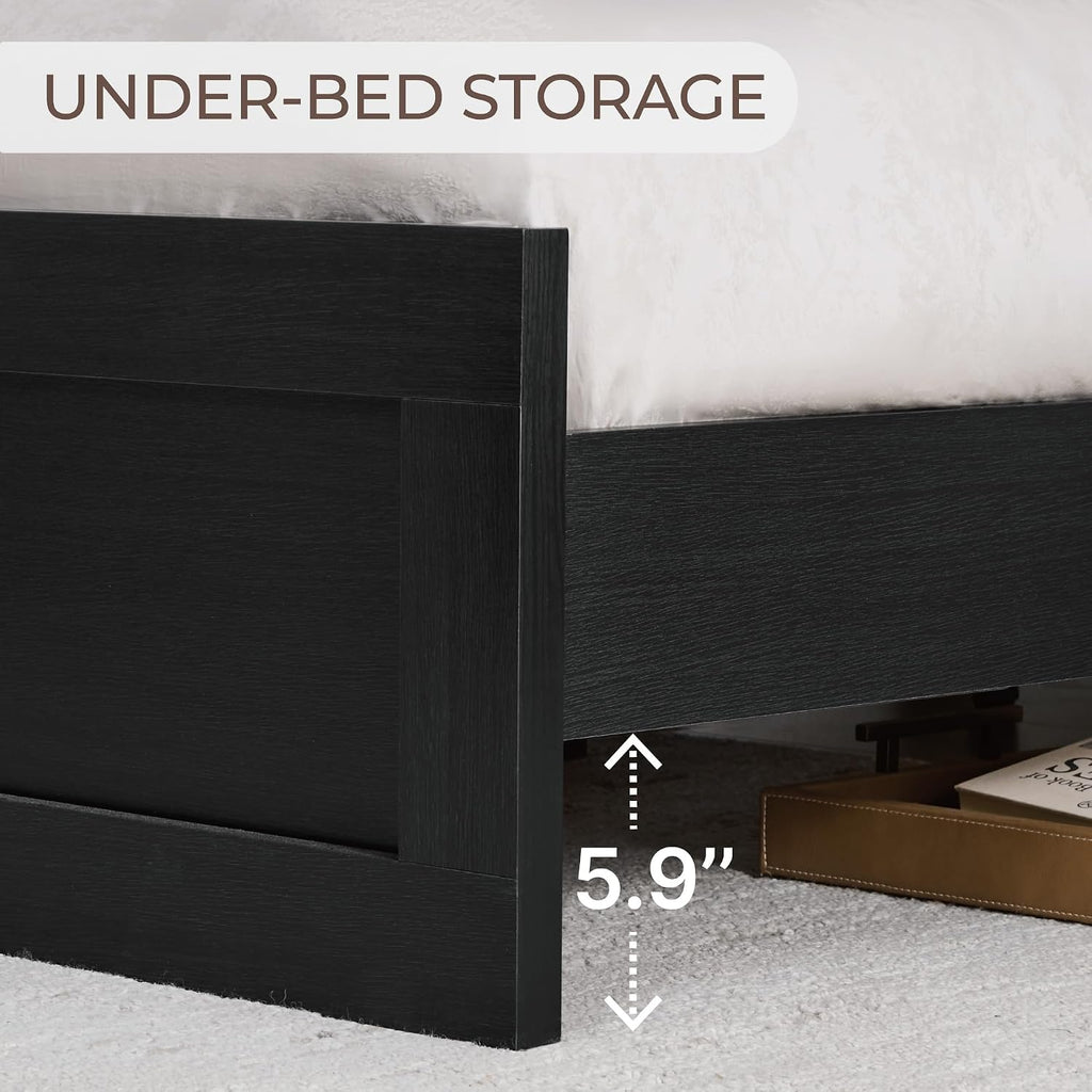 KISLOT 3 Pieces Bedroom Set, Full Size Wood Platform Bed Frame and 2 Nightstands, Storage Nightstand with Type-C Charging Port, Farmhouse Bedroom Furniture Set