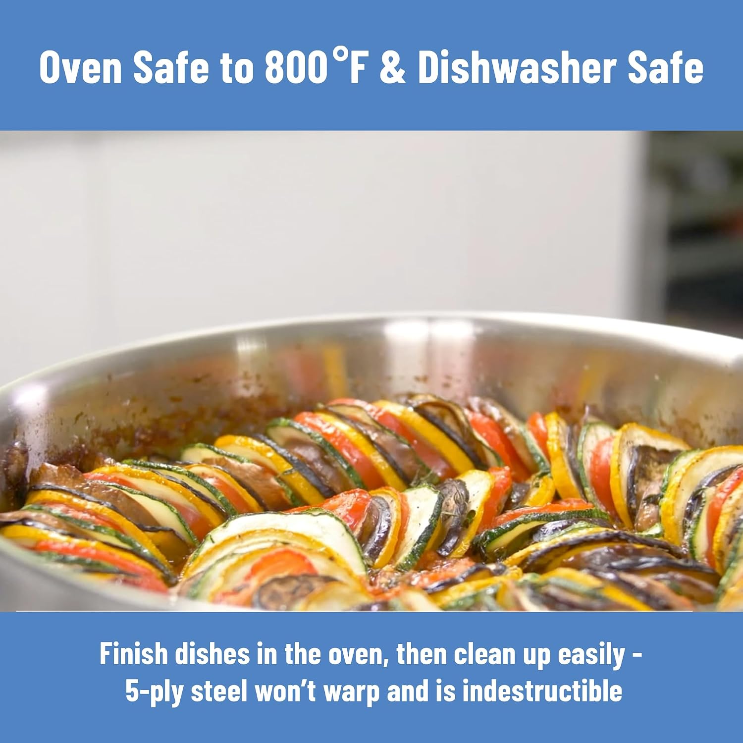 Misen 5-Ply Stainless Steel Sauté Pan with Lid - Versatile, Durable, Dishwasher and Oven Safe - Even Heating, Ergonoic Stay-Cool Handle - For Searing, Braising, and More - 3 QT