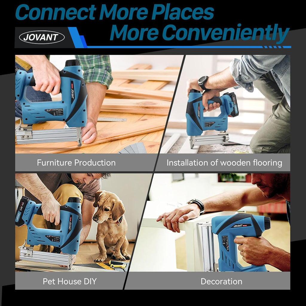 2-in-1 Cordless Nail Gun with 5/8' Angle Grinder, Cordless nail gun with battery,2×2.0Ah Batteries for Woodworking and Grinding JOVANT