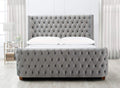 Jennifer Taylor Home Brooklyn King Tufted Panel Bed Headboard and Footboard Set, Opal Grey Velvet