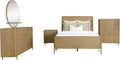 Coaster Home Furnishings Arini Coastal 5-Piece Bedroom Set Natural Cane Queen Size Panel Bed Frame 56-inch Headboard Sand Wash and Natural Cane 224300Q-S5