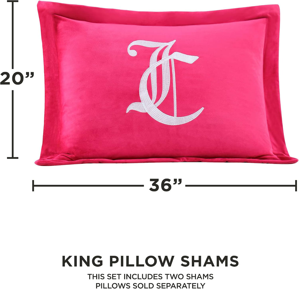 Juicy Couture - Comforter Set - Gothic Design Bedding - King - 3 Piece Set Includes (1) 108' x 92' Comforter and (2) 20' x 36' Shams - Wrinkle Resistant - Premium Bedroom Decor - Hot Pink