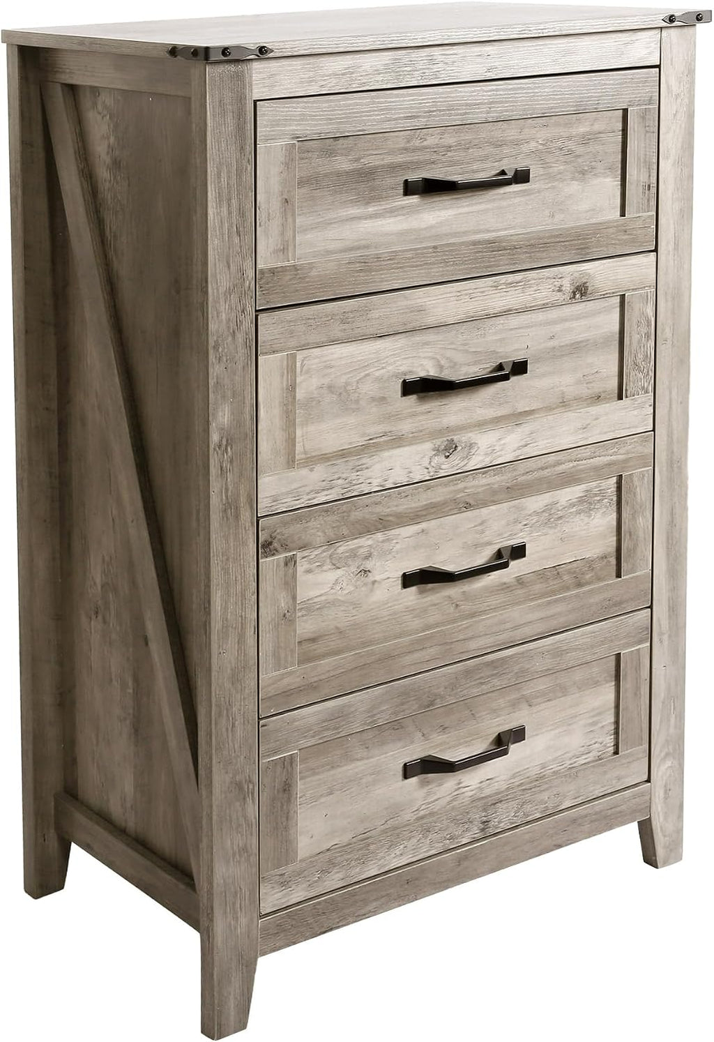 NEDYO Farmhouse 4 Drawer Dresser, 39' Tall Chest of Drawers, Wooden Dresser, Storage Organizer Cabinet for Bedroom Living Room Hallway and Entryway. Light Rustic Oak