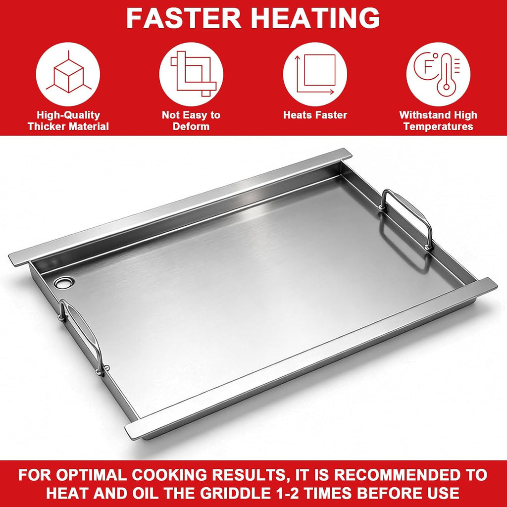 Full-Size Griddle Insert for Napoleon 425 Gas Grills, 23' x 17.7' Flat Top Griddle for Napoleon Rogue and Freestyle 425 Models, Heavy-Duty Stainless Steel Grill Accessory for Weber Spirit I/II 300