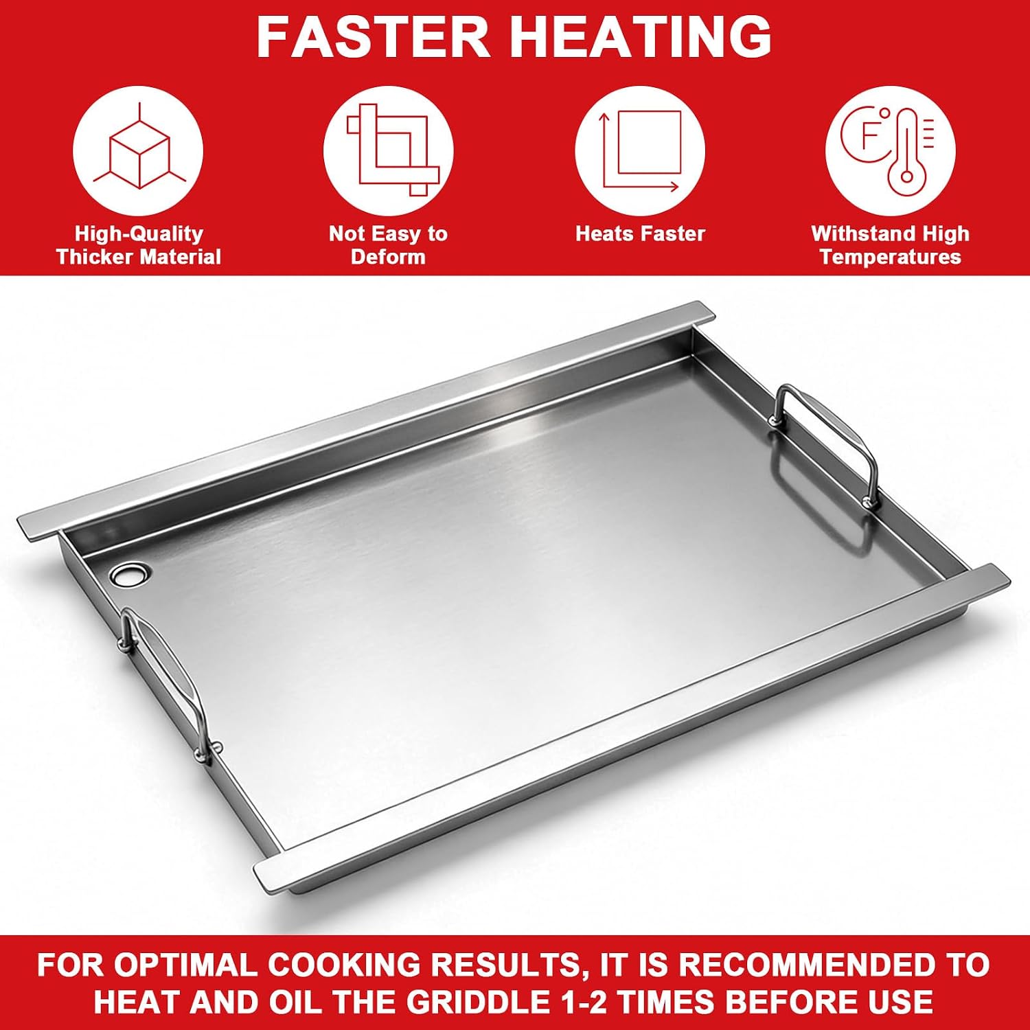 Full-Size Griddle Insert for Napoleon 425 Gas Grills, 23' x 17.7' Flat Top Griddle for Napoleon Rogue and Freestyle 425 Models, Heavy-Duty Stainless Steel Grill Accessory for Weber Spirit I/II 300