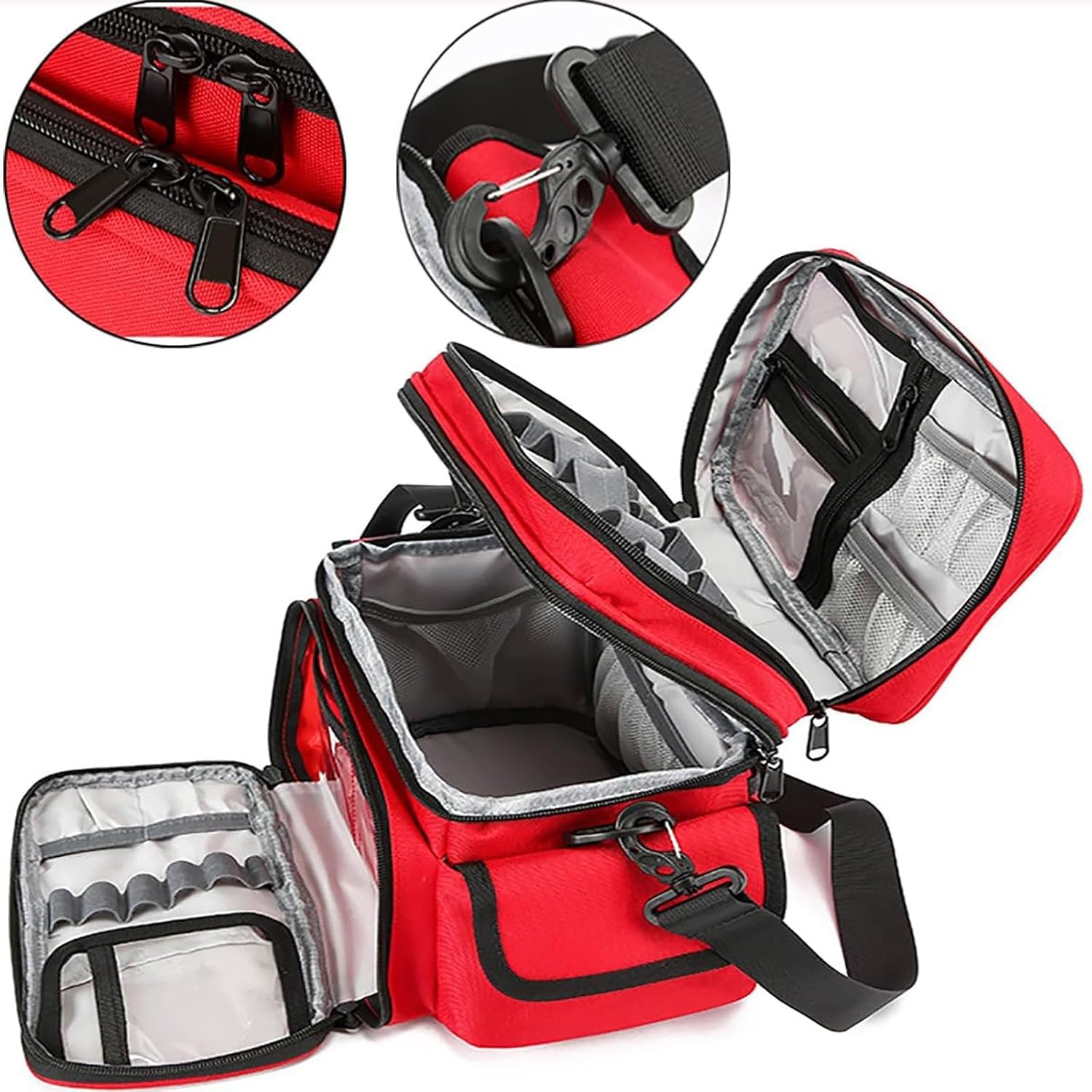 First Aid Kit Bag Empty, Portable Medicine Storage Bag with Multi Pockets,Double-Layer Medicine Pill Bottle Organizer, First Aid Box for Travel and Home Storage