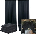 60ftx14ft Wrinkle Free Black Backdrop Curtain, 12 Panels 14FT Height Black Wedding Backdrop Drapes, Silky Polyester Back Drop Cloth for Birthday Photography Background Party Backdrop Draping