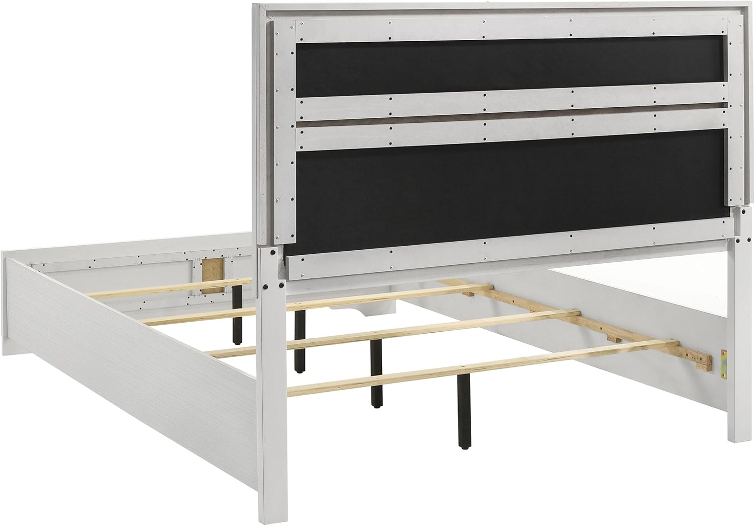 Coaster Home Furnishings Miranda Contemporary 5-Piece Bedroom Set Fabric Upholstered Queen Size Panel Bed Frame 54-inch Headboard White 205110Q-S5