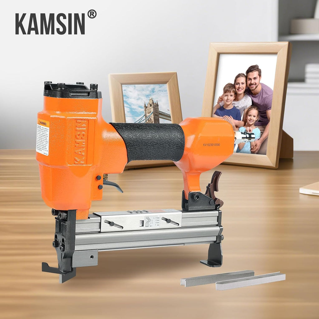 KAMSIN V1015 Pneumatic Picture Frame V Nailer, Fits 5/16'' to 19/32'' (7 to 15 mm) V Nails, 30 Gauge Air-Powered Frame Joiner for Picture Framing
