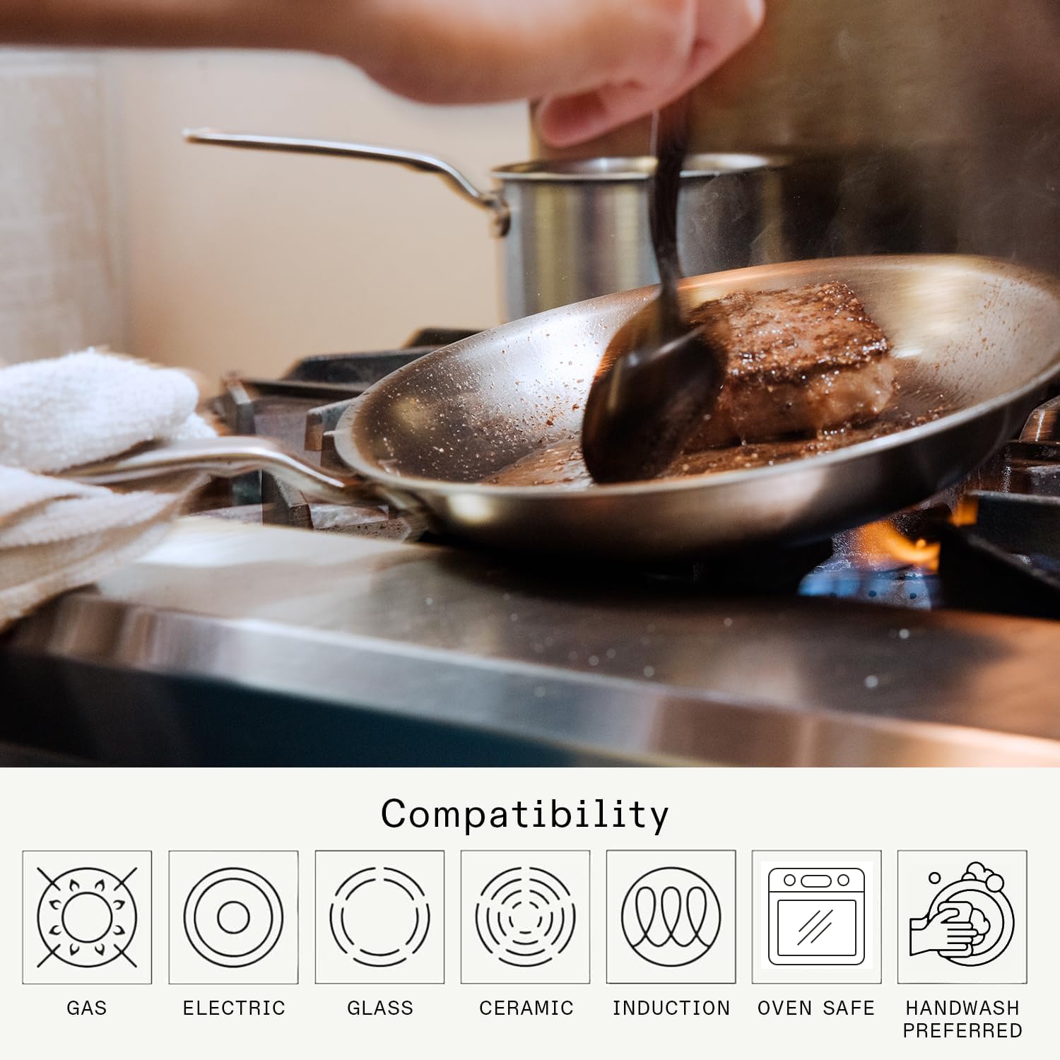 Made In Cookware - 8-Inch Stainless Steel Frying Pan - 5 Ply Stainless Clad - Professional Cookware - Crafted in Italy - Induction Compatible