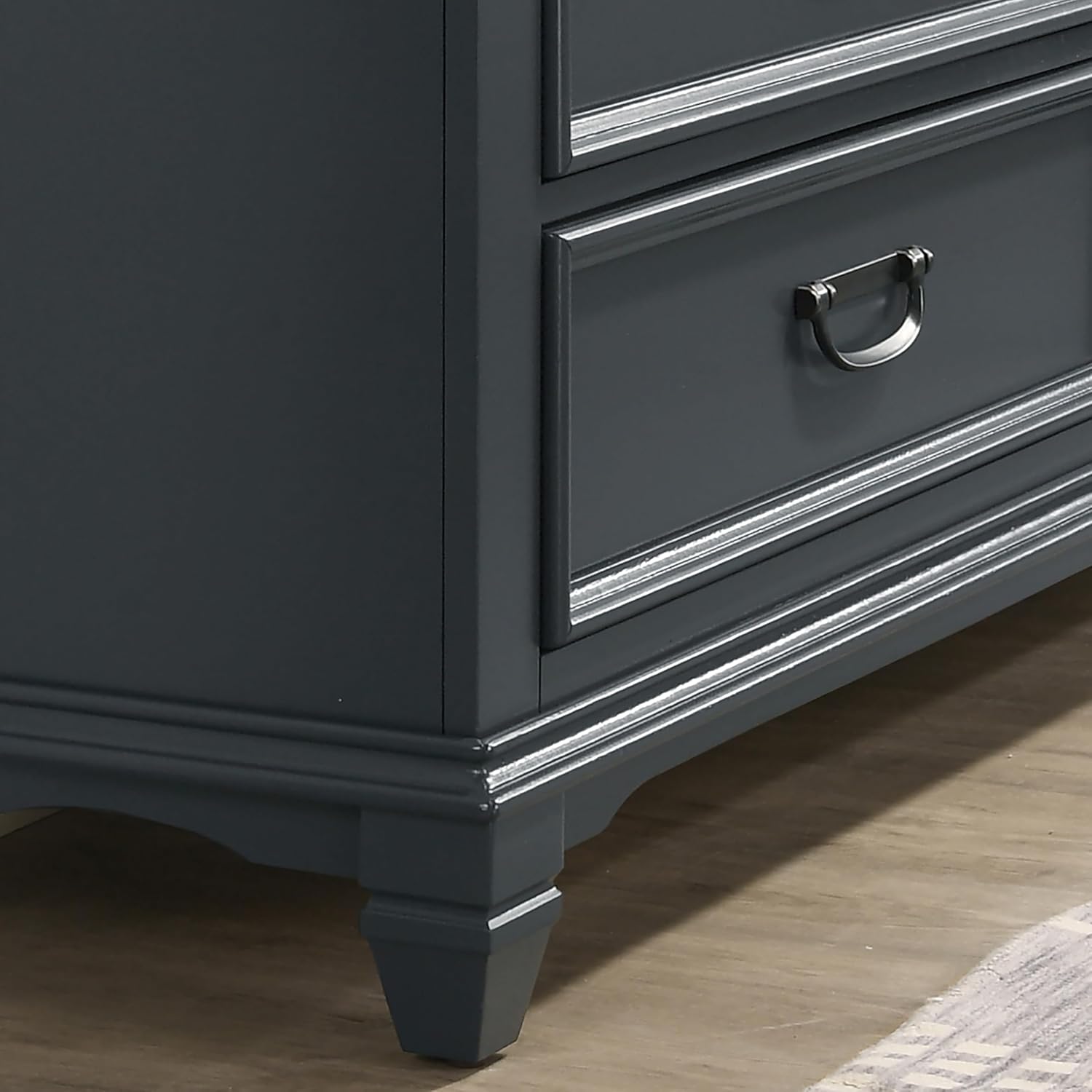Roundhill Furniture Riverton Wood 3-Piece Bedroom Set, Shiplap Panel King Bed with 2 Nightstands in Slate Blue