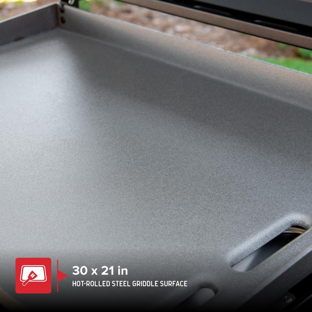 Nexgrill Daytona 3-Burner Propane Gas Griddle with Side Tables, 45000 BTUs Flat Top Grill, 630 SQ. in. Hot Rolled Steel Cooking Space, Outdoor Cooking Barbeque, Black - 720-1057B