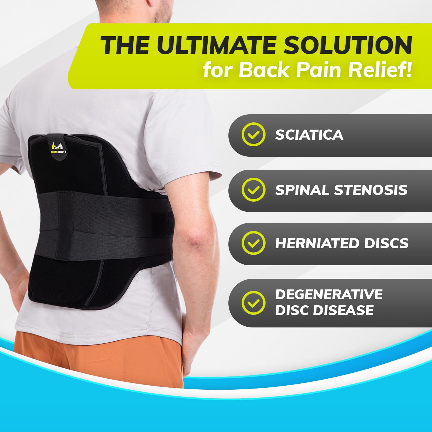 BraceAbility LSO Back Brace for Women and Men - Medical-Grade Lumbar Brace for Herniated Disc, Sciatica, Spinal Stenosis, Spondylolisthesis, Post-Surgery Recovery, Hot and Cold Therapy (L)