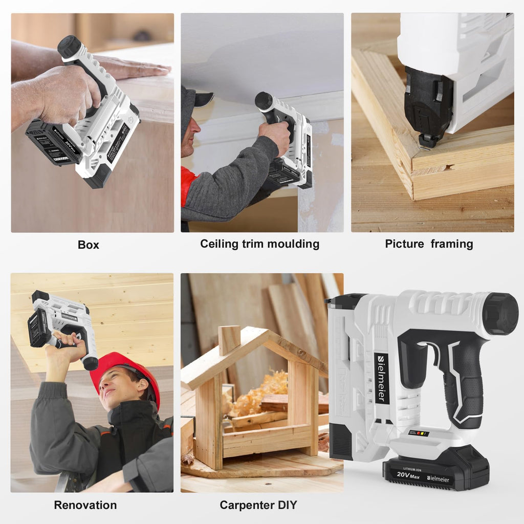 BIELMEIER 20V Nail Gun Battery Powered, 18 Gauge 2-in-1 Cordless Brad Nailer Stapler for Carpentry and Upholstery, Upgraded Electric Staple Gun Includes 2.0Ah Battery, Charger, 1600 Nails and Staples