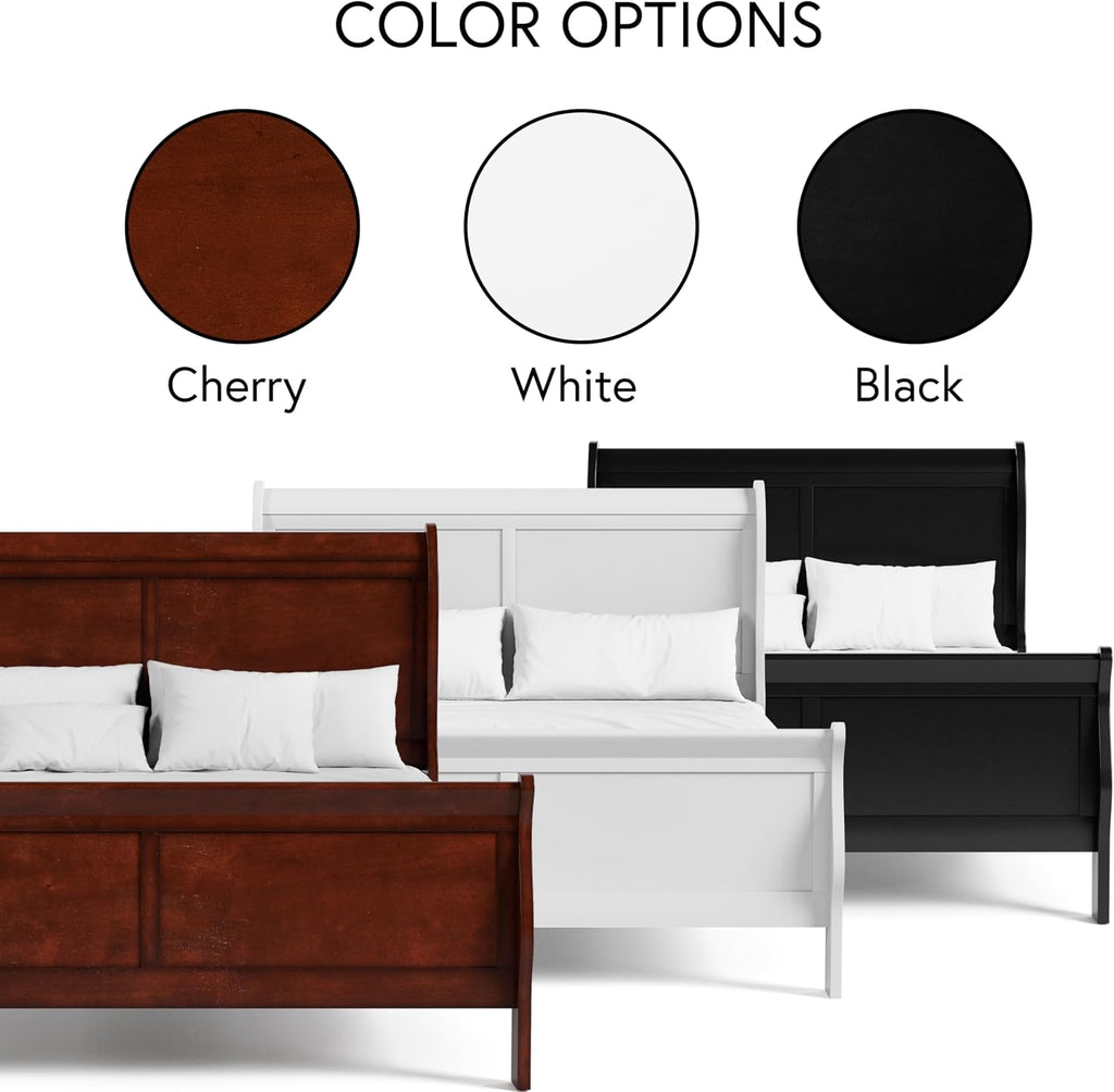 Furniture of America Arabella Traditional Wood Full Bed Frame with Headboard and Footboard, Elegant Sleigh Design Bedframe for Bedroom, Guest Room, Easy Assembly, Box Spring Required, Cherry