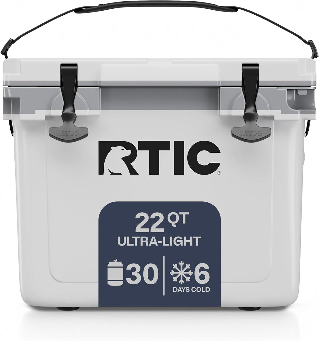 RTIC Ultra-Light Hard Cooler Insulated Portable Ice Chest Box for Drink, Beverage, Beach, Camping, Picnic, Fishing, Boat, Barbecue, 30% Lighter Than Rotomolded Coolers