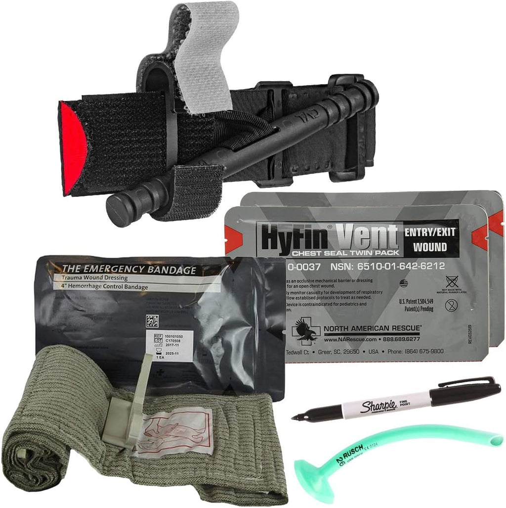 Scherber Fully-Stocked First Responder Bag | Professional EMT/EMS Trauma & Bleeding Medical Kit | HSA/FSA Approved | CAT Tourniquet, HyFin Chest Seal, Israeli Bandage & 250+ First Aid Supplies (Black)