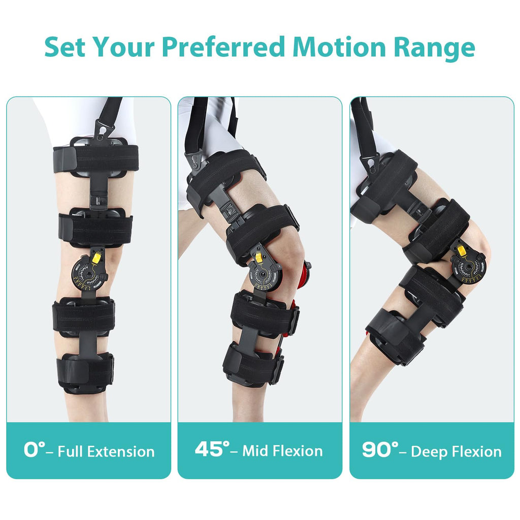Gambo ROM Knee Brace: Hinged Knee Brace for ACL, MCL, PCL Injuries & Arthritis - Adjustable Post-Op Knee Support for Recovery
