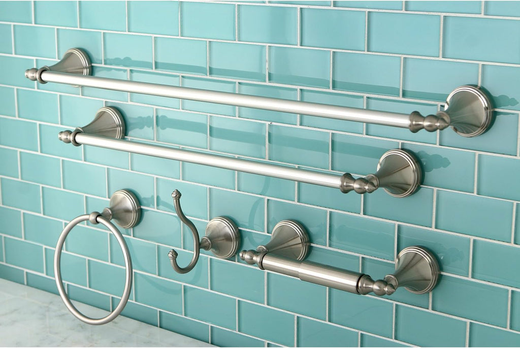 Kingston Brass BAHK1612478SN Naples Bathroom Hardware Set, Brushed Nickel 27.56 x 6.13 x 2.25
