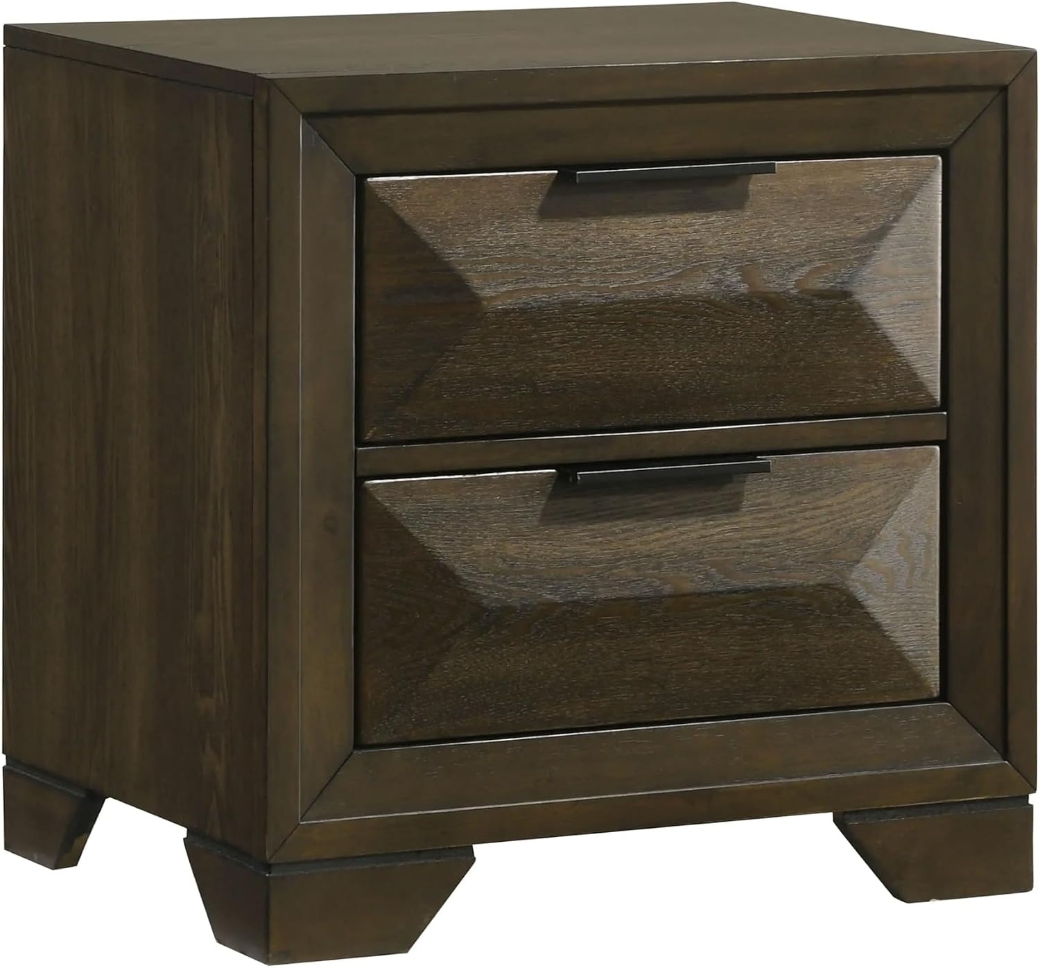 Kings Brand Furniture 6-Piece Modern & Premium Bedroom Set in Walnut Wood Finish - Bed Frame with Upholstered Headboard, Dresser, Mirror, Chest and 2 Nightstands (Queen)