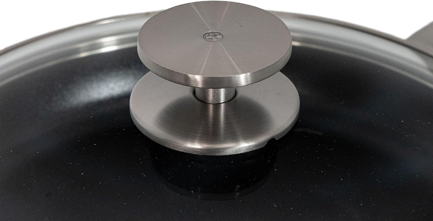 Swiss Diamond Nonstick Frying Pan Hybrid Ceramic and Diamond-Infused Fry Pan With Glass Lid, Dou Ceramic, Dishwasher and Oven Safe Fry Pans (10.25 IN)