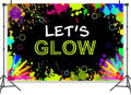 Leowefowa Let's Glow Crazy Party Decoration Supplies 20x10ft Vinyl Glow in The Dark Background for Photography Neon Graffiti Splash Backdrops for Photoshoot Wallpaper Decor Photo Booth Props