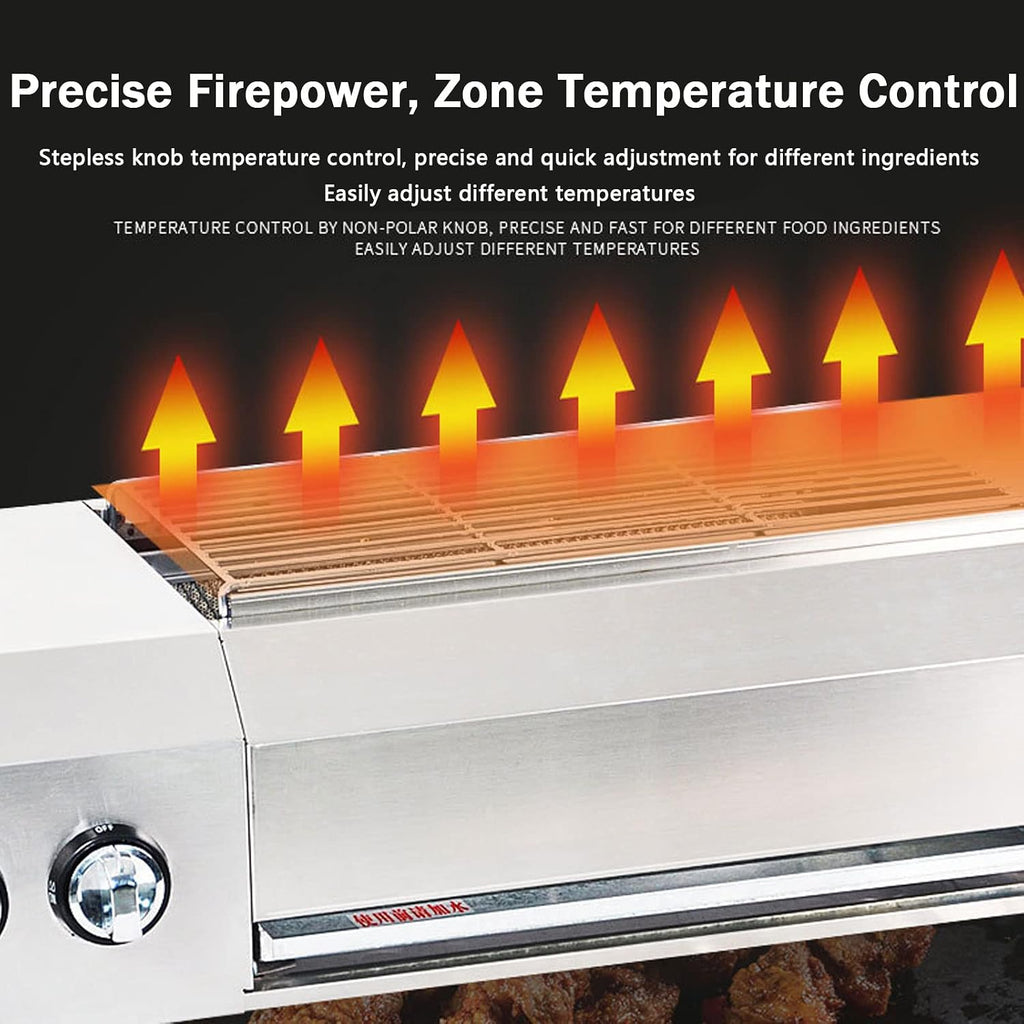 Table Top Portable Gas BBQ Grill, Gas BBQ Grill for Indoor and Outdoor Use, Table Top Griddle, Coating Grill Surface 41x23 cm, Removable Grease Tray, for Picnic Camping Garden Terrace Beach