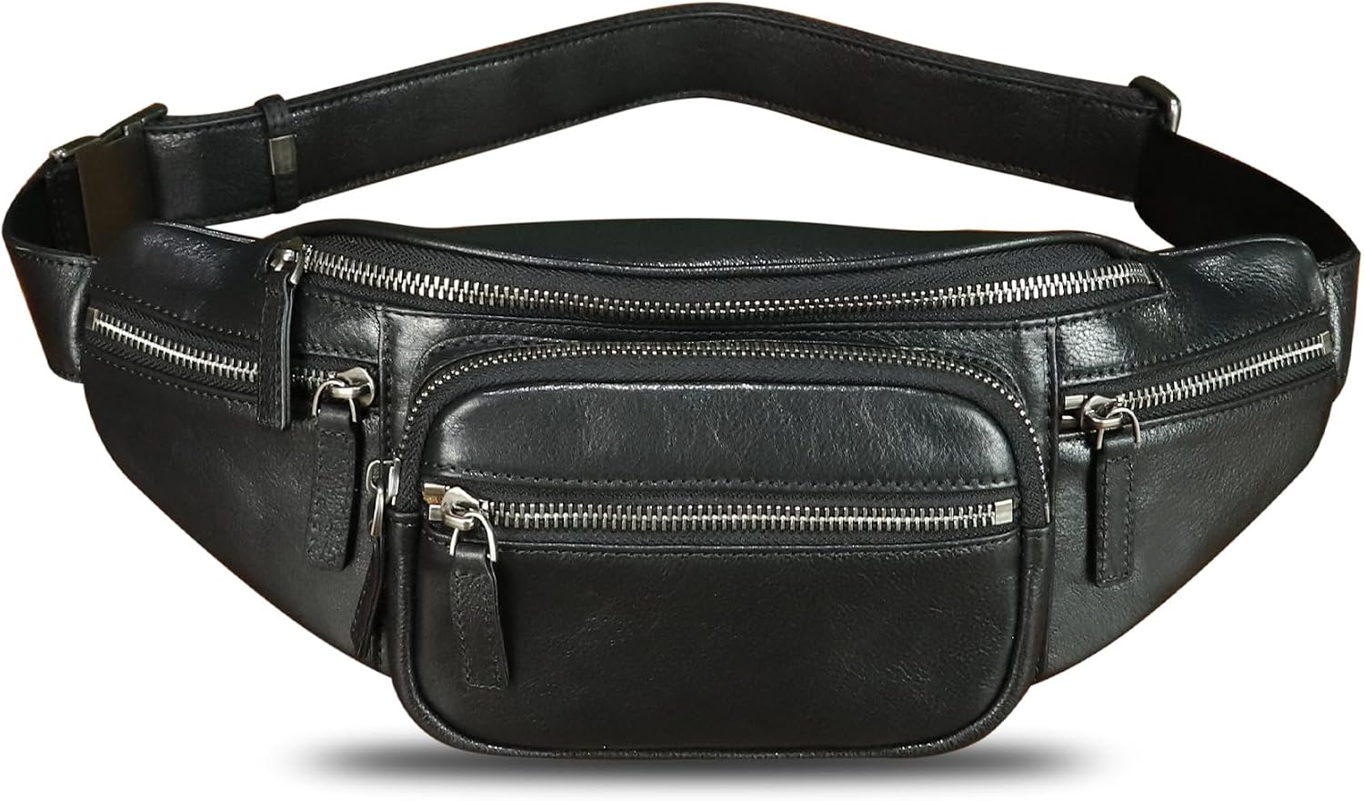Genuine Leather Fanny Packs for Women and Men Waist Bag Vintage Hip Bum Bag Over Shoulder Crossbody Sling Bag (Black)