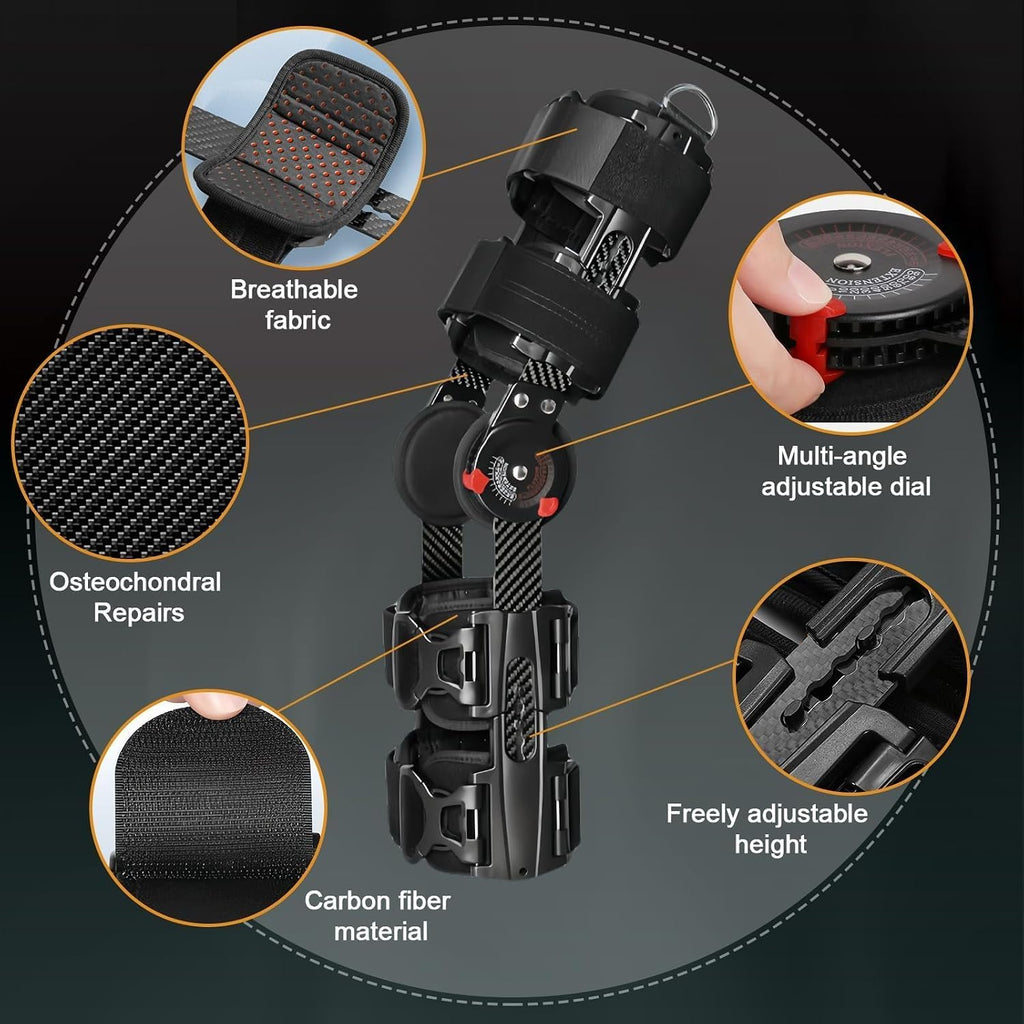 Carbon Fiber Unloader Knee Brace,Hinged Brace Knee Immobilizer for ACL,MCL,PCL Injury,Orthopedic Rehab,Post Op,Support for Arthritis Pain,Osteoarthritis Meniscus Tear(Applicable to left & right feet)