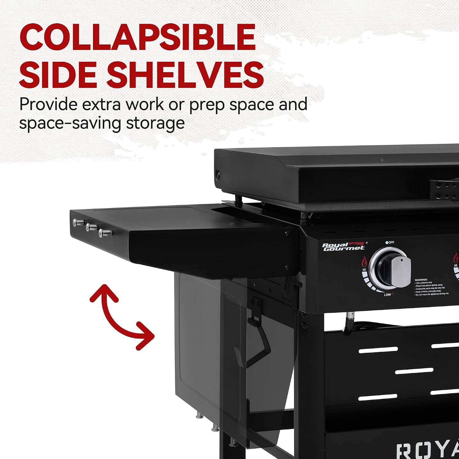 Royal Gourmet GB4000PB 4-Burner Gas Griddle with Hood, Griddle with Collapsible Side Shelves, 52,000 BTU, 582 Sq. In. Cooking Area, Electronic Ignition, Swivel Wheels with Brakes, Black